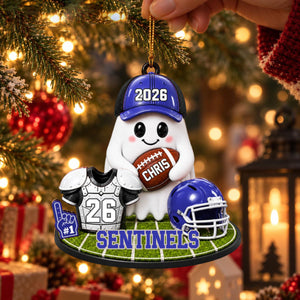 Personalized Football Ghost Christmas Ornament 2026 โ Custom Name & Team Keepsake | Gift For Football Players & Fans