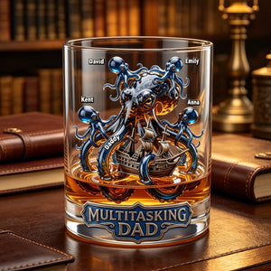 Ancient Octopus Dad Whiskey Glass - Personalized Gifts For Dad