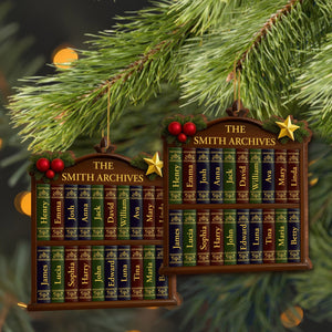 Capture Your Family Story With A Customizable Bookshelf Ornament, Personalized Wood Ornament