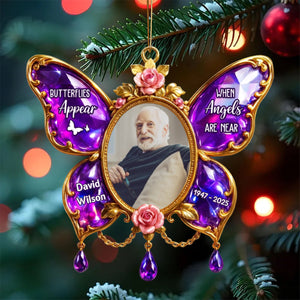 Butterflies Appear When Angels Are Near Memorial Personalized Acrylic Ornament