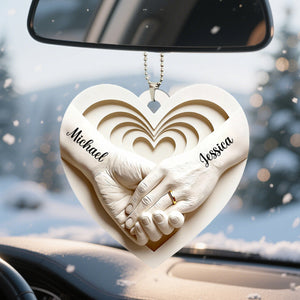 Personalized Couple Hand in Hand Car Ornament,Anniversary Valentines Gift