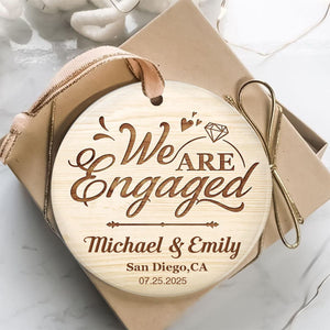 Where it all began - Personalized Location Map Ceramic Ornament Engaged Couple Gift