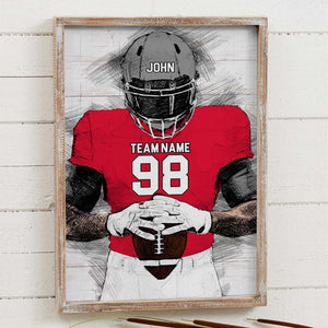 Personalized Football Pencil portrait Canvas Gift For Football Lovers