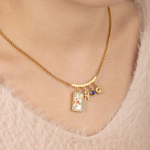 Personalized Tarot Zodiac Birthstone Initial Number Necklace Gift for Astrology Lovers