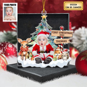 Custom Photo Under The Mistletoe With My Little Bundle Of Joy - Family Personalized Ornament