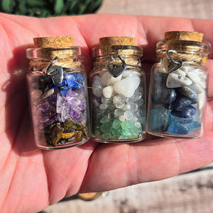 Personalized GOOD LUCK crystal chip bottle. Lucky charm. Crystals for new beginnings, exams, interview