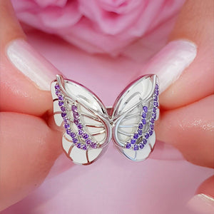 For Memorial - Those We Love Fly with Us Diamond Double Butterfly Ring