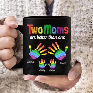 Handprints Two Are Better Than One - Personalized Black Mug