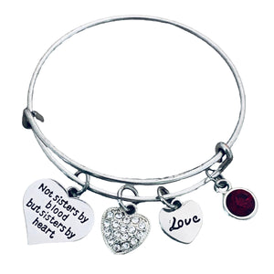 Personalized Best Friend Birthstone Charm Bracelet- Not Sisters By Blood But Sisters By Heart Bracelet