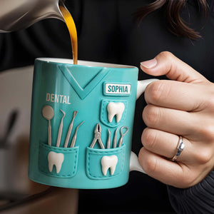 Personalized Dental Coffee Mug Featuring Dental Equipment Designs Gift For Dentists