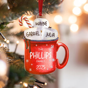 Hot Cocoa Cup Marshmallow - Personalized Family Ornament Christmas Decoration