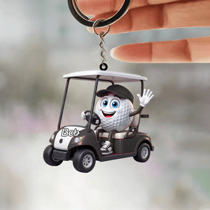 Golf Player On Golf Cart Keychain β Personalized Gift For Golf Lovers