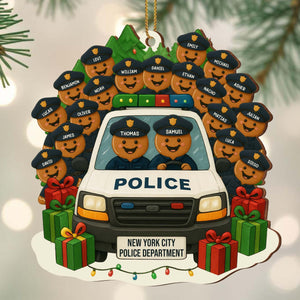 A Festive Police Car, Personalized Wood Ornament, Gift For Police Officers