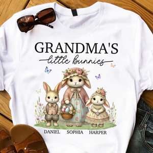 Vintage Grandma Bunny Easter Personalized Pure Cotton T-Shirt