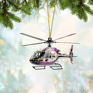 Personalized Helicopter Christmas Ornament Custom Pilot Ornament, Airplane Holiday Decor Cabin Crew Gift