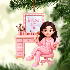 Personalized "Pink Girl Makeup" Acrylic Ornament β Christmas Gift For Daughters & Granddaughters
