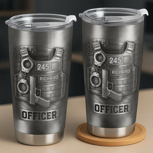 Honor Your Dedication, Police Badge Handcuffs Gun, Personalized Tumbler, Gift For Law Enforcement Officers