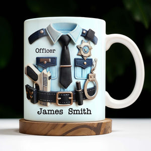 Officer, Police Uniform, Badge and Handcuffs, Custom Coffee Mug, Personalized Gift For Police Officers