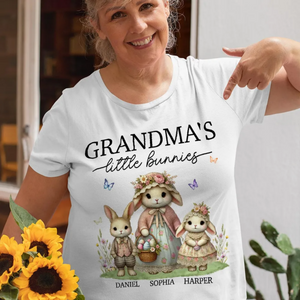 Vintage Grandma Bunny Easter Personalized Pure Cotton T-Shirt