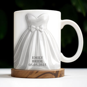 Elegant Groom Suit Bride Dress Design, Personalized Custom Coffee Mug, Gift For Couple