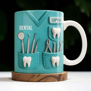 Personalized Dental Coffee Mug Featuring Dental Equipment Designs Gift For Dentists
