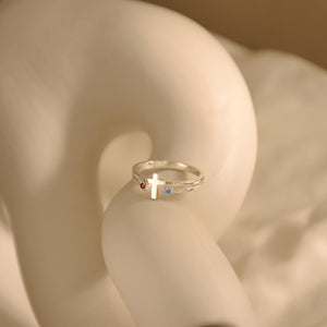 Personalized Cross Birthstone Ring for Women Mom Ring Best Friend Gift