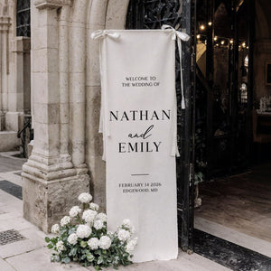 Personalized Wedding Welcome Sign β Custom Fabric Banner for Weddings, Bridal Showers & Special Events