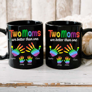 Handprints Two Are Better Than One - Personalized Black Mug