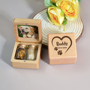 Custom Wooden Pet fur Keepsake Personalized Wooden Pet Ashes Box Pet Loss Gifts