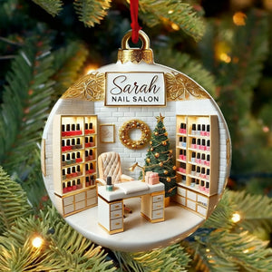 Personalized Custom Name Nail Salon Ornament, Nail Salon Christmas Decoration