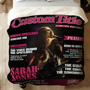 Personalized Singer Magazine Cover Blanket, Singer Gift, Cool Gift For Music Lover, Karaoke Gift
