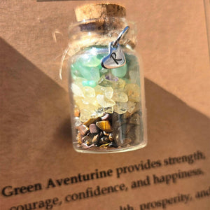 Personalized GOOD LUCK crystal chip bottle. Lucky charm. Crystals for new beginnings, exams, interview