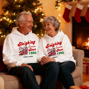 Personalized Couples Christmas Hoodie, Couple Matching,Santa and Mrs. Claus Together Since