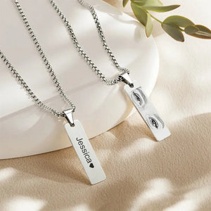 Personalized Eye Photo & Name Necklace, Couple Jewelry
