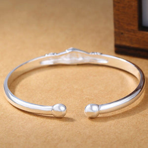 Vintage Silver Adjustable Hug Hands Bangle Open Unique Bracelet