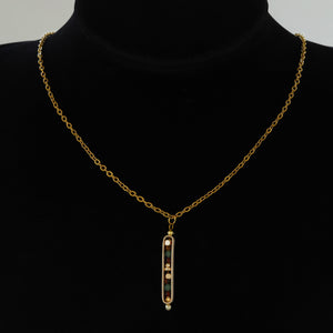 Small Stone Bead Pendant Card Necklace, Amethyst Collar Chain