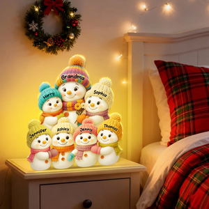 Snowman Grandma and Grandkids Personalized LED Light Box Christmas Gift for Family