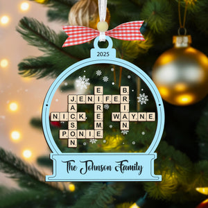 Personalized Family Crossword Christmas Custom Scrabble Ornament