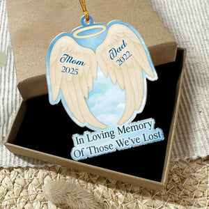 In Loving Memory Of Those We've Lost - Personalized Angel Wings Acrylic Ornament, Gift For Family And Relatives