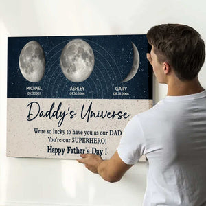 Daddy's Universe Moon Phases Father's Day Gift Personalized Poster Unique Father's Day
