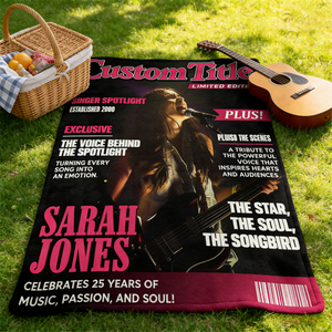 Personalized Singer Magazine Cover Blanket, Singer Gift, Cool Gift For Music Lover, Karaoke Gift