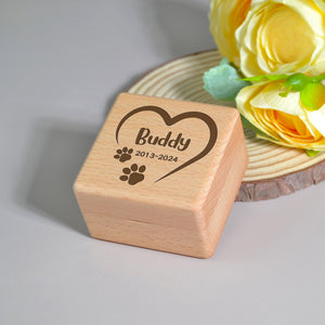 Custom Wooden Pet fur Keepsake Personalized Wooden Pet Ashes Box Pet Loss Gifts