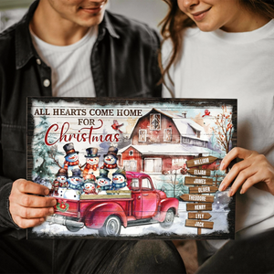 Personalized Canvas Prints - Christmas Barn With Snowmen, All Heart Come Home Dem Canvas