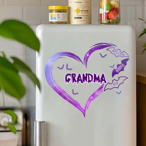 Grandma Halloween - Personalized Grandma Mom Heart Bat Decal