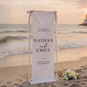 Personalized Wedding Welcome Sign β Custom Fabric Banner for Weddings, Bridal Showers & Special Events