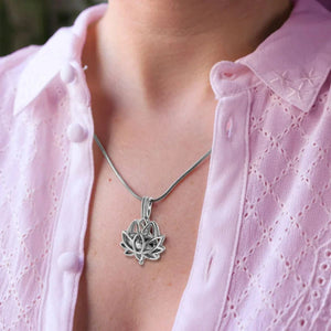 Personalized Lotus Flower with Mini Keepsake Urn Ashes Cremation Necklace Memorial Sympathy Gift for Loss of Loved One