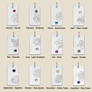 Personalized Blossom Birth Flower Necklace With Birth Stone