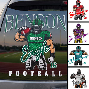 Personalized Name & Number Football Car Decal β Retro Football Design For Fans