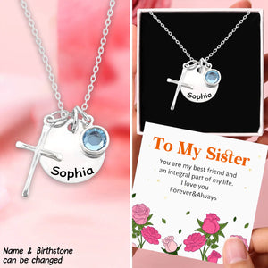 Personalized Charm and Birthstone Cross Necklace