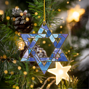 Acrylic Menorah and Star of David for Hanukkah Tree Custom Shaped Acrylic Ornament Jewish and Christian Family Decorations